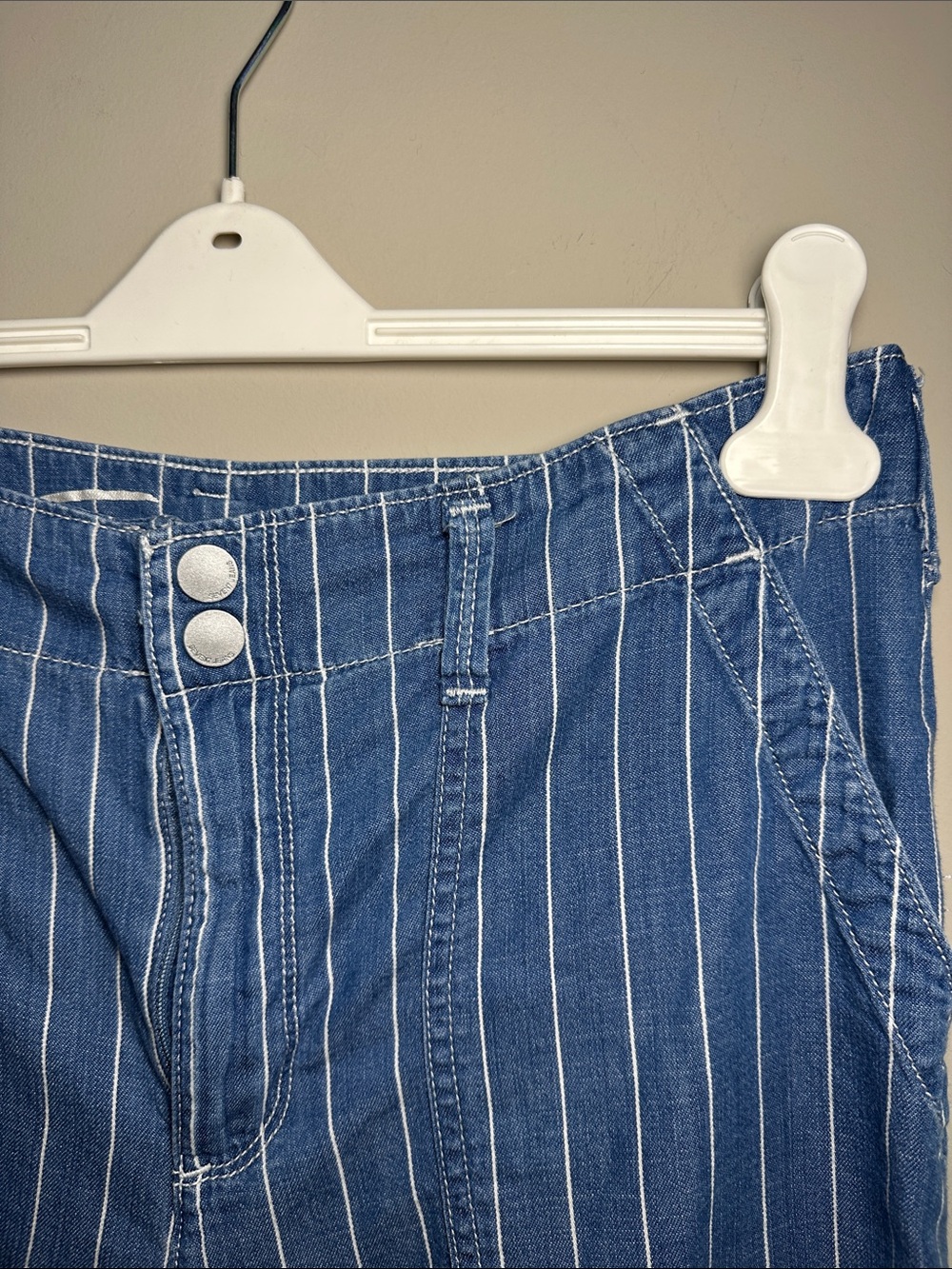 Seven Jeans Blue Pinstripe Wide-Leg Pants - Picture 2 of 10
